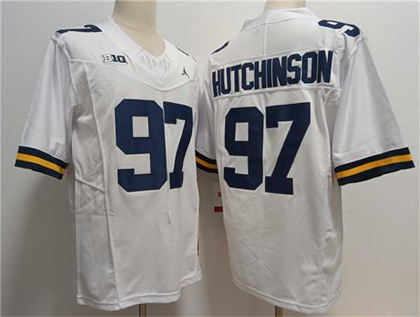 Men%27s Michigan Wolverines #97 Aidan Hutchinson White 2023 F.U.S.E. Stitched Jersey